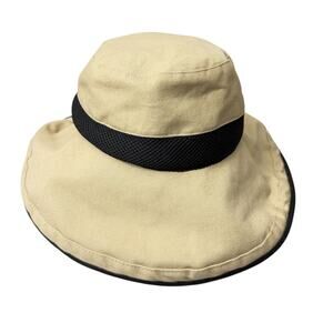 Orvis Wide Brimmed Hat Womens One Size Adjustable Khaki Sun Hat Packable Cotton